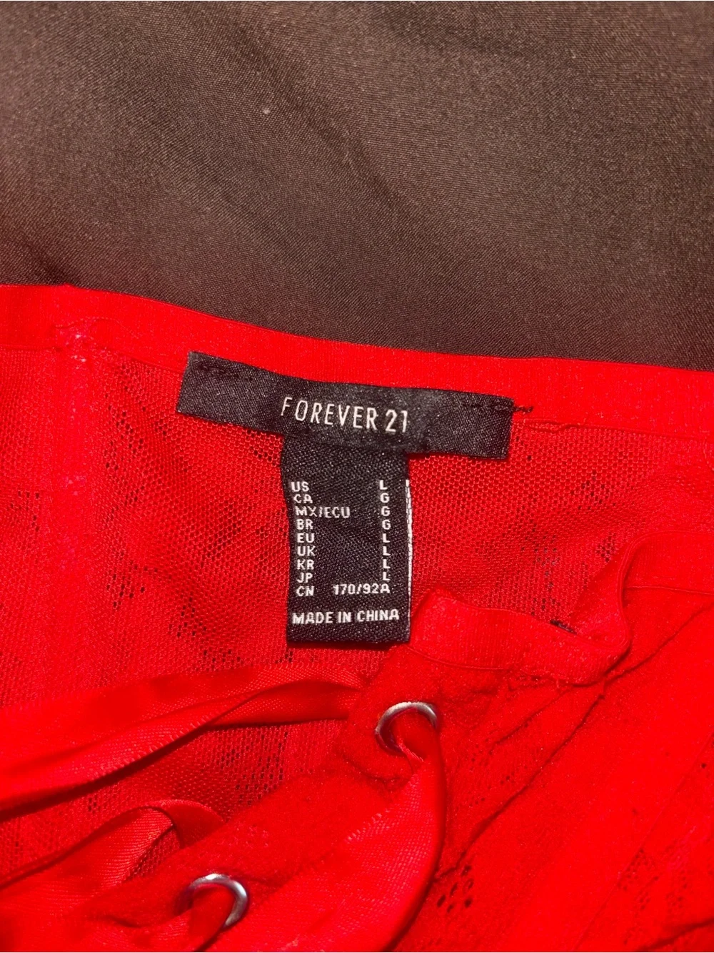 Forever 21 Red Lace-Up Bandeau Bralette